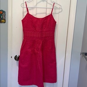0p Ann Taylor hot pink eyelet dress